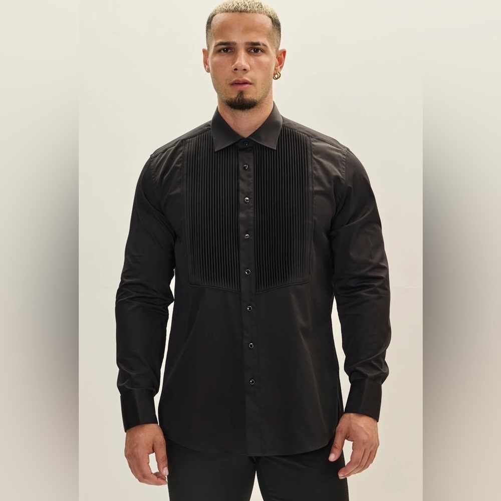 Diesel Black Button-Up Tuxedo Shirt